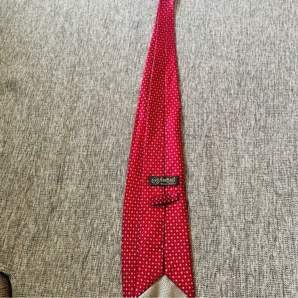 Raphael Roma Milano mens tie red 100% silk business formal wear holiday - Picture 5 of 10